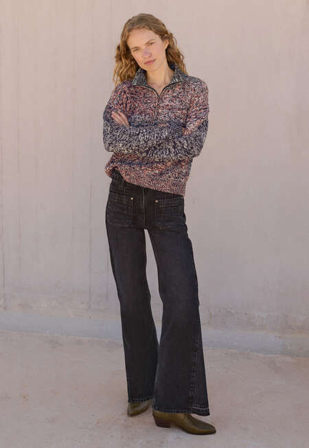 Pullover mit Rei&szlig;verschluss, Chili/Schwarz, completeTheLook
