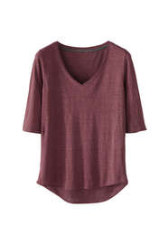 T-Shirt mit V-Ausschnitt, Rosenholz, webstill