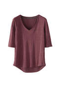 T-Shirt mit V-Ausschnitt, Rosenholz, webstill
