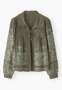 Bestickte Cordjacke, Graues Moos, webstill