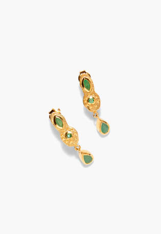 Edelstein-Ohrringe, Gold/Smaragd, webstill