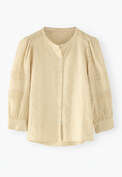 Schiffli-Bluse, Zartes Gelb, webstill
