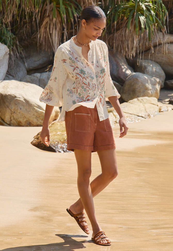 Shorts mit aufgesetzten Taschen, Zimtbraun, completeTheLook