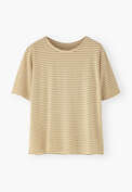Gestreiftes T-Shirt, Warmes Steingrau, webstill