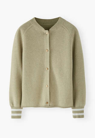 Gestrickte Jacke, Helles Khaki, webstill