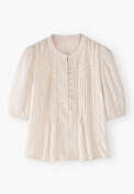 Bluse mit Biesen, Bl&uuml;te, webstill