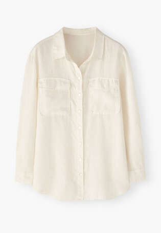 Entspannte Bluse, Ecru, webstill