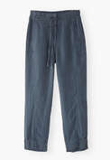 Schmal zulaufende Hose, Gewaschenes Tintenblau, webstill
