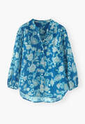 Bedruckte Bluse, Leuchtendes Blau, webstill