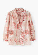 Bedruckte Bluse, Rosa/Rouge, webstill