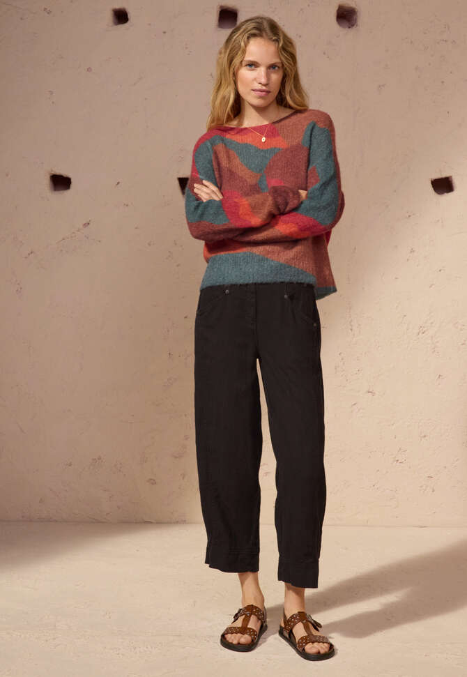 Bedruckter Pullover, Gew&uuml;rzrot, completeTheLook