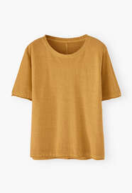 Kastiges T-Shirt, Goldgelb, webstill