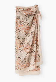 Bedruckter Sarong, Bl&uuml;tenrosa, webstill