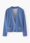 Jersey-Cardigan, Helles Kobalt, webstill