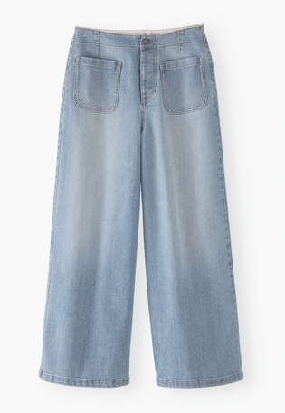 K&uuml;rzere Jeans mit weitem Bein, Blasses Vintage, webstill