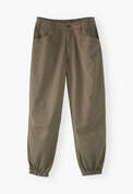 Hose mit elastischen B&uuml;ndchen, Khaki, webstill