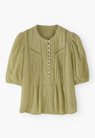 Bluse mit Biesen, Pistazie, webstill