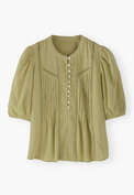 Bluse mit Biesen, Pistazie, webstill