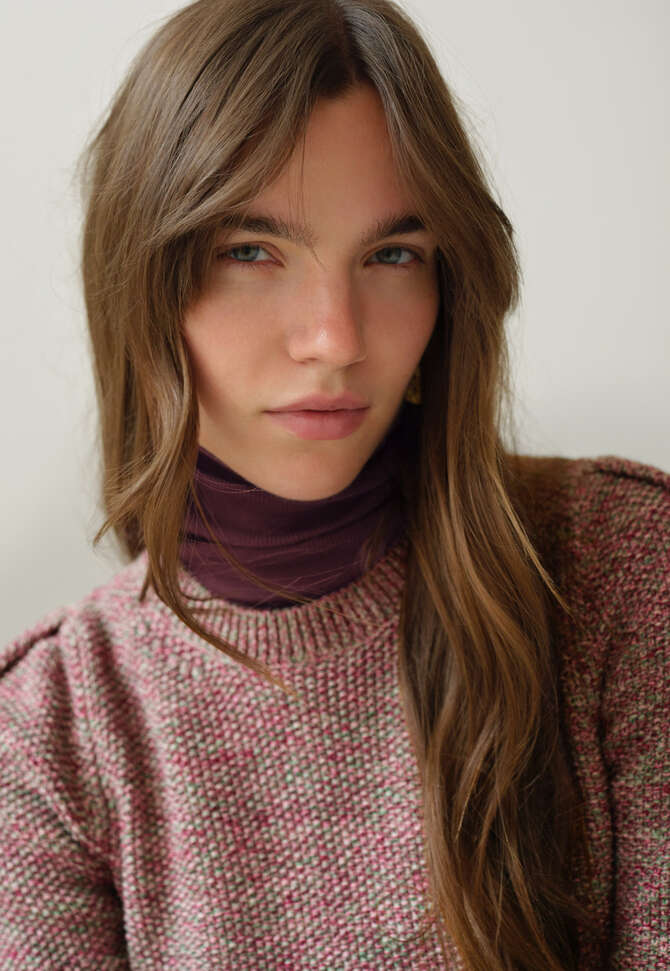 Pullover im Perlmuster, Magenta/Moos, completeTheLook