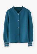Gestrickte Jacke, Petrol, webstill