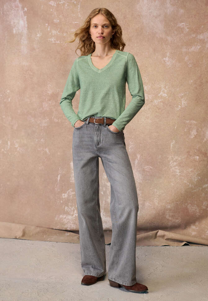 Oberteil mit V-Ausschnitt, Mint, completeTheLook