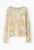 Bedruckter Pullover, Butterblume/Perle, webstill
