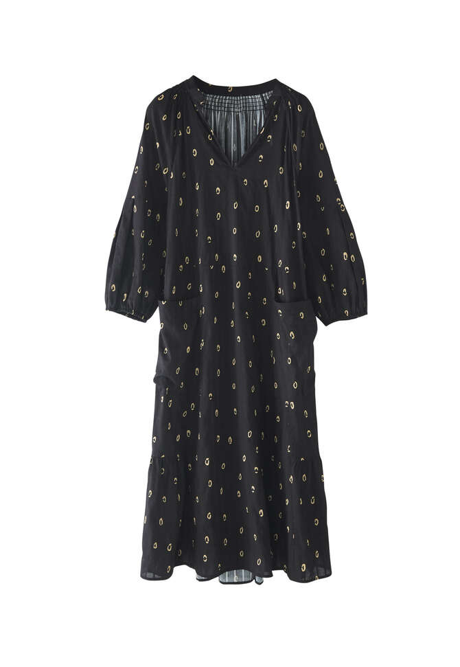 Bedrucktes Kleid, Schwarz, completeTheLook