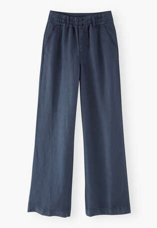 Hose mit weitem Bein, Indigoblau, webstill
