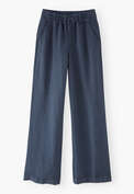 Hose mit weitem Bein, Indigoblau, webstill