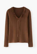 Pullover mit Bindeband, Rostbraun, webstill