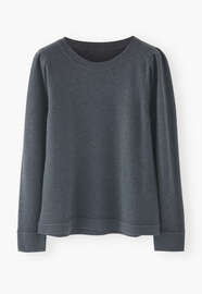 Pullover mit Puff&auml;rmeln, Metallgrau, webstill
