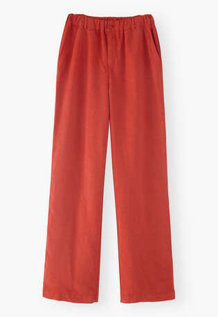Hose mit weitem Bein, Rot, webstill