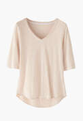 T-Shirt mit V-Ausschnitt, Rouge, webstill