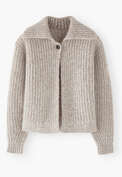Ripp-Cardigan, Helles Rauchgrau meliert, webstill