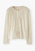 Top mit Bindeband in der Taille, Elfenbein, webstill