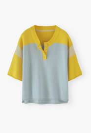 Pullover im Farbblock-Design, Chambray/Gelb, webstill