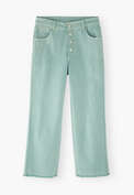Jeans mit geradem Bein und ausgelassenem Saum, Gewaschenes Jadegr&uuml;n, webstill