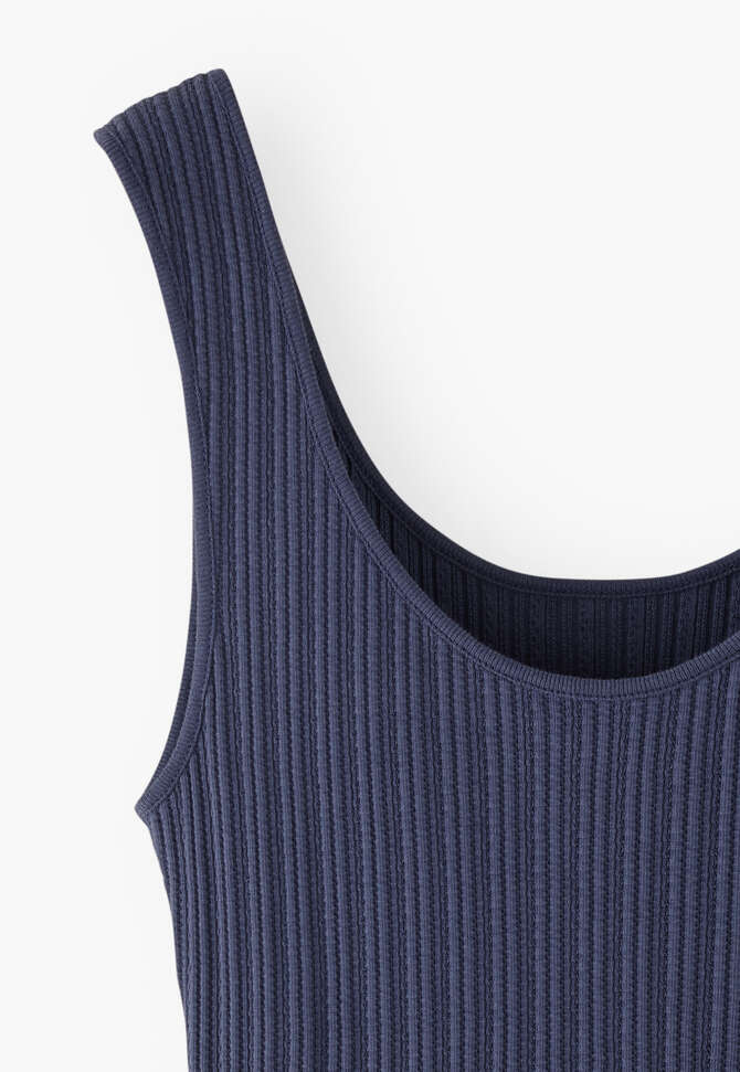 Tr&auml;ger-Top mit Spitzenrippen, Gewaschenes Indigo, completeTheLook