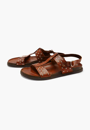 Nieten-Sandalen, Hellbraun, webstill