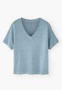 T-Shirt mit V-Ausschnitt, Chambray, webstill