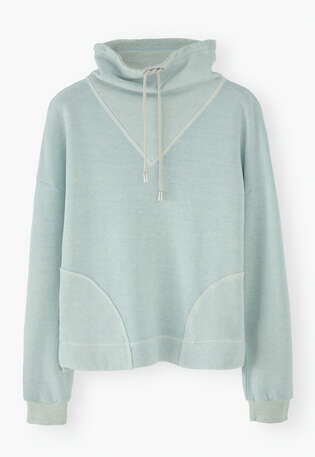 Sweatshirt mit Trichterkragen, Eisblau, webstill