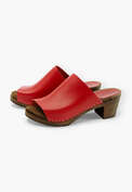 Leder-Clogs mit offener Zehenpartie, Rot, webstill