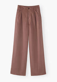 Hose mit weitem Bein, Braun-Mauve, webstill