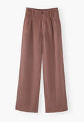 Hose mit weitem Bein, Braun-Mauve, webstill