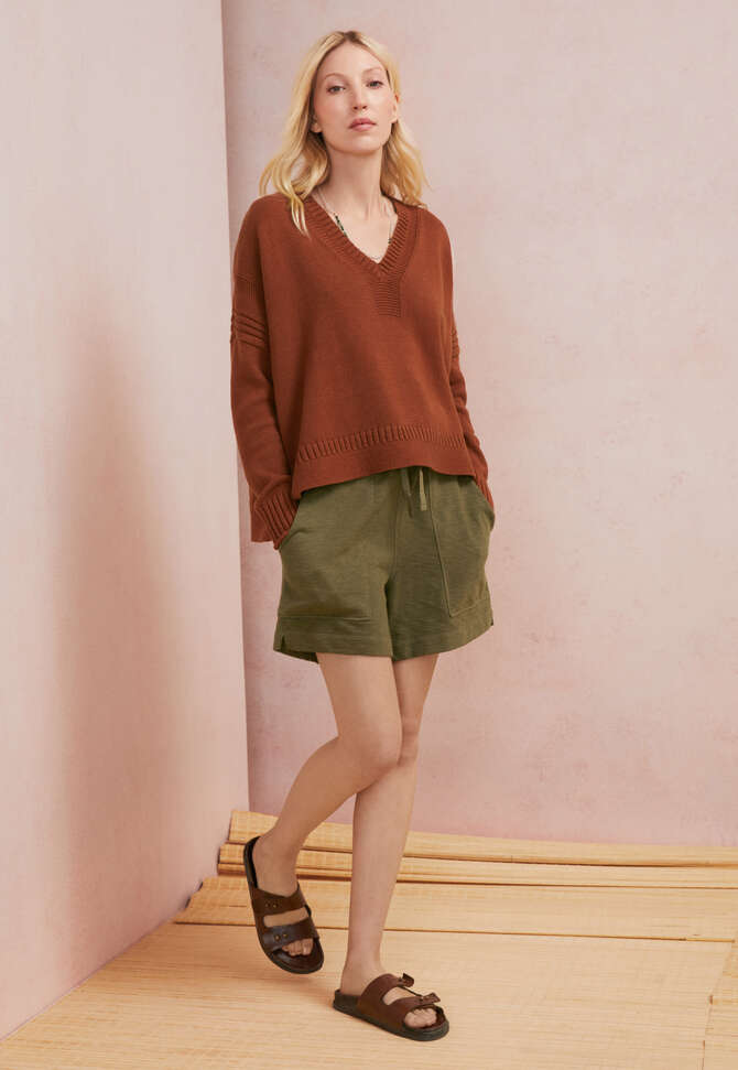 Pullover mit V-Ausschnitt, Gew&uuml;rzbraun, completeTheLook