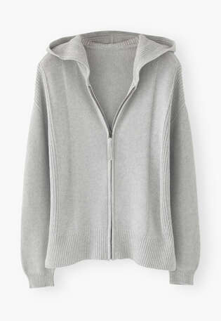 Strick-Hoodie, Eisblau, webstill