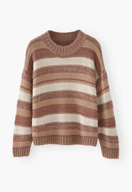 Gestreifter Pullover, Rauchiges Rosenholz, webstill