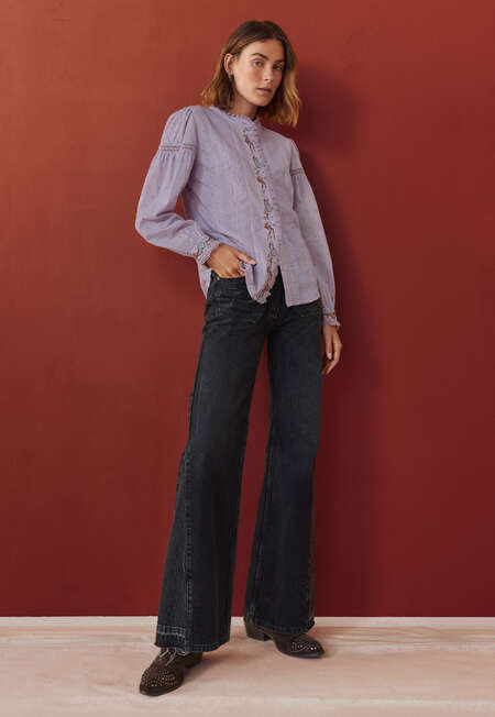 Bestickte Broderie-Bluse, Lavendel, completeTheLook