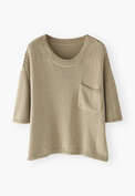 Kastiger Pullover, Helles Oliv, webstill