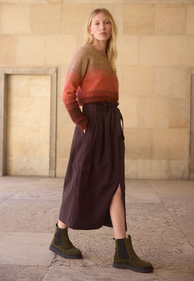 Pullover mit Ombr&eacute;-Streifen, Koralle, completeTheLook